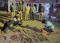 टूंडला: पुलिस ने नष्ट कराए 49 तमंचे व 123 कारतूस